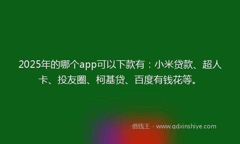 2025年的哪个app可以下款有：小米贷款、超人卡、投友圈、柯基贷、百度有钱花等。