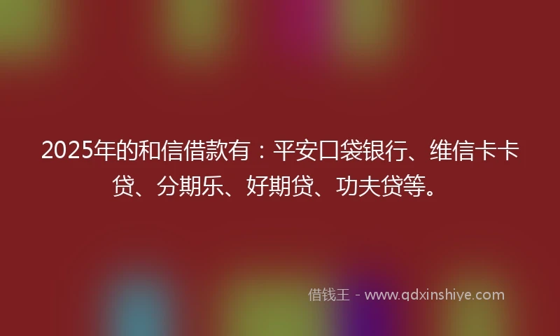 2025年的和信借款有：平安口袋银行、维信卡卡贷、分期乐、好期贷、功夫贷等。