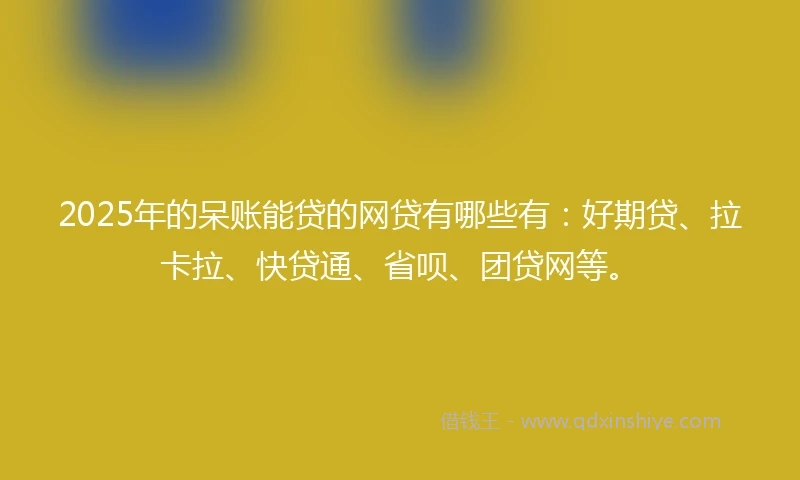 2025年的呆账能贷的网贷有哪些有：好期贷、拉卡拉、快贷通、省呗、团贷网等。
