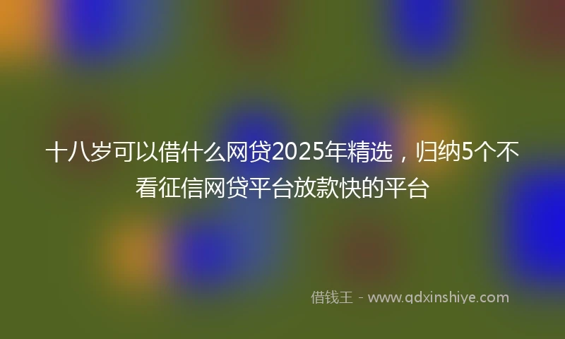 十八岁可以借什么网贷2025年精选，归纳5个不看征信网贷平台放款快的平台