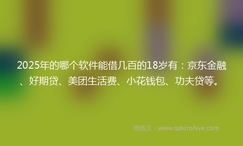 2025年的哪个软件能借几百的18岁有：京东金融、好期贷、美团生活费、小花钱包、功夫贷等。
