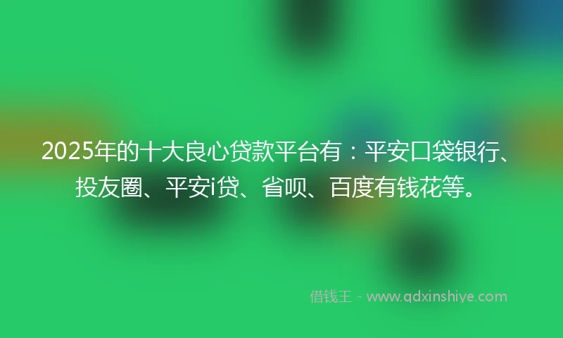 2025年的十大良心贷款平台有：平安口袋银行、投友圈、平安i贷、省呗、百度有钱花等。