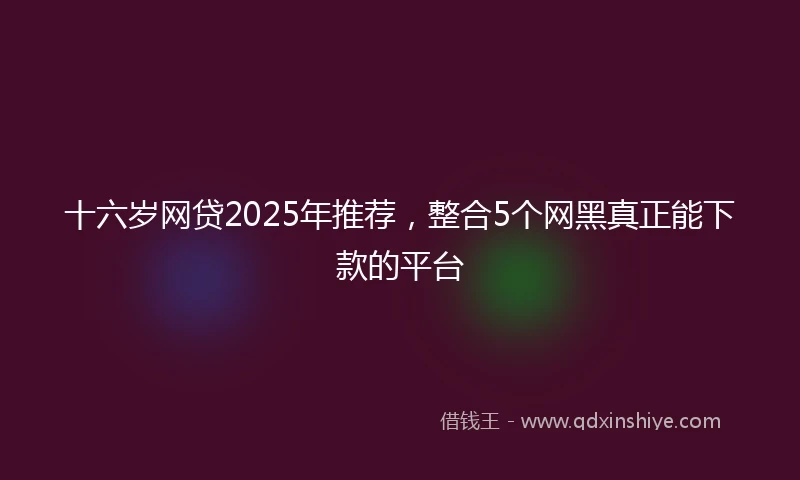 十六岁网贷2025年推荐，整合5个网黑真正能下款的平台