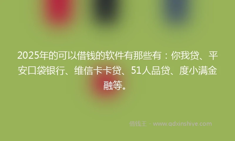 2025年的可以借钱的软件有那些有：你我贷、平安口袋银行、维信卡卡贷、51人品贷、度小满金融等。