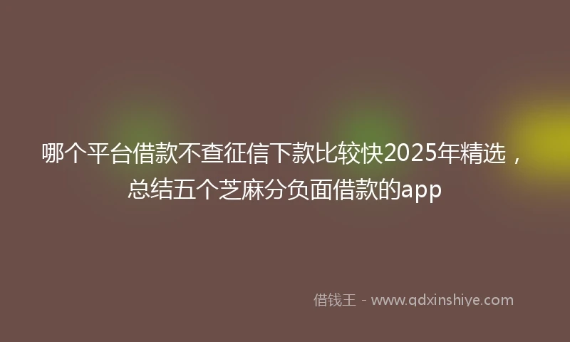 哪个平台借款不查征信下款比较快2025年精选，总结五个芝麻分负面借款的app