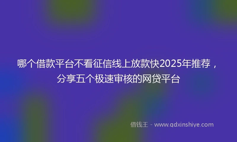 哪个借款平台不看征信线上放款快2025年推荐，分享五个极速审核的网贷平台