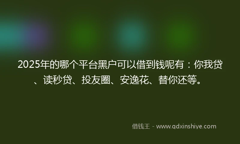 2025年的哪个平台黑户可以借到钱呢有：你我贷、读秒贷、投友圈、安逸花、替你还等。