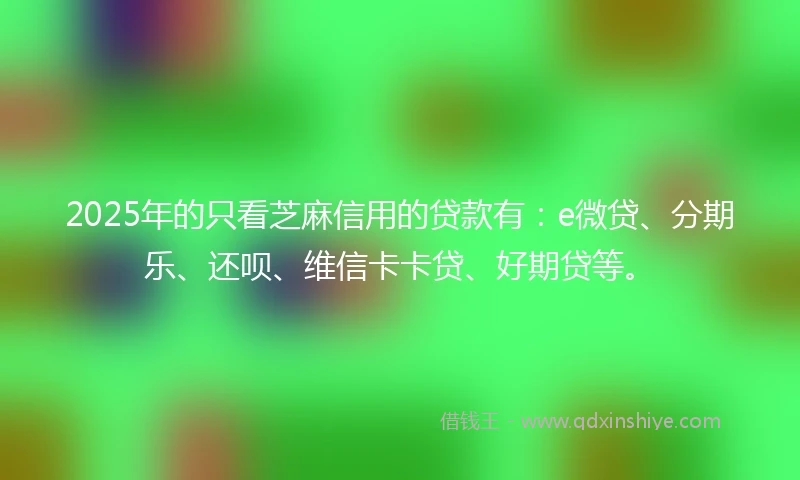 2025年的只看芝麻信用的贷款有：e微贷、分期乐、还呗、维信卡卡贷、好期贷等。