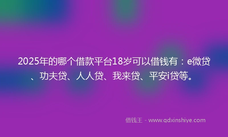 2025年的哪个借款平台18岁可以借钱有：e微贷、功夫贷、人人贷、我来贷、平安i贷等。