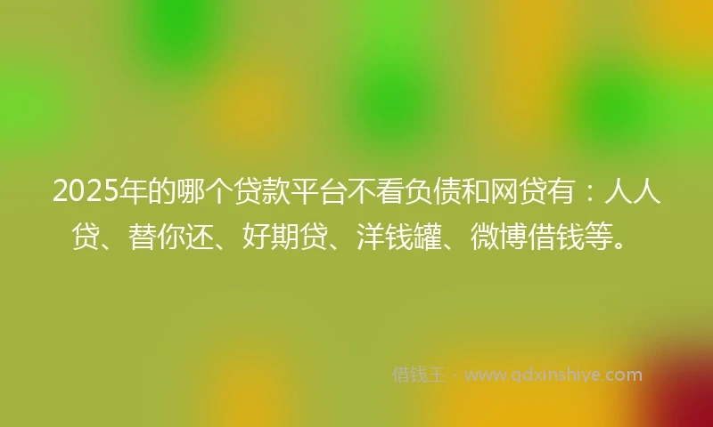 2025年的哪个贷款平台不看负债和网贷有：人人贷、替你还、好期贷、洋钱罐、微博借钱等。