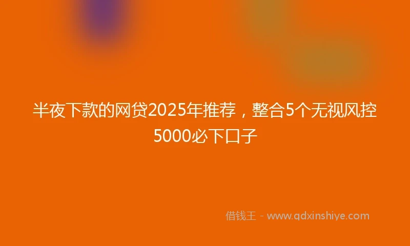 半夜下款的网贷2025年推荐，整合5个无视风控5000必下口子