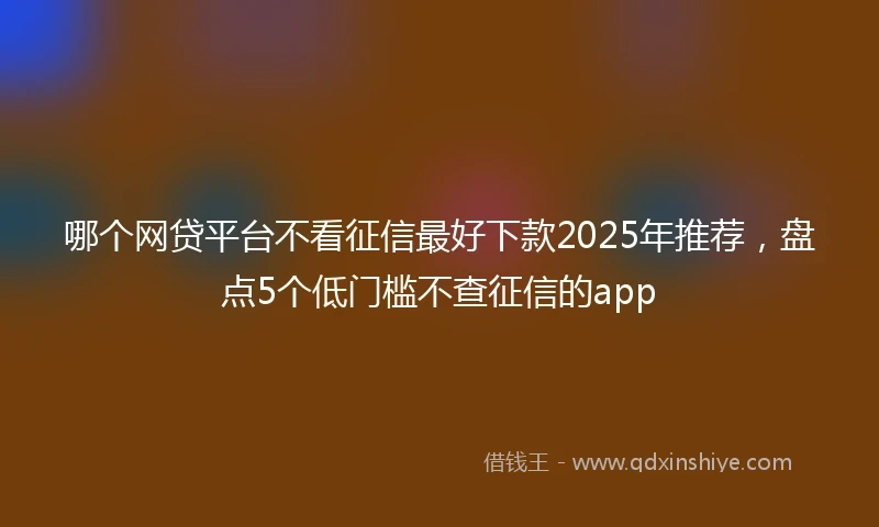 哪个网贷平台不看征信最好下款2025年推荐，盘点5个低门槛不查征信的app