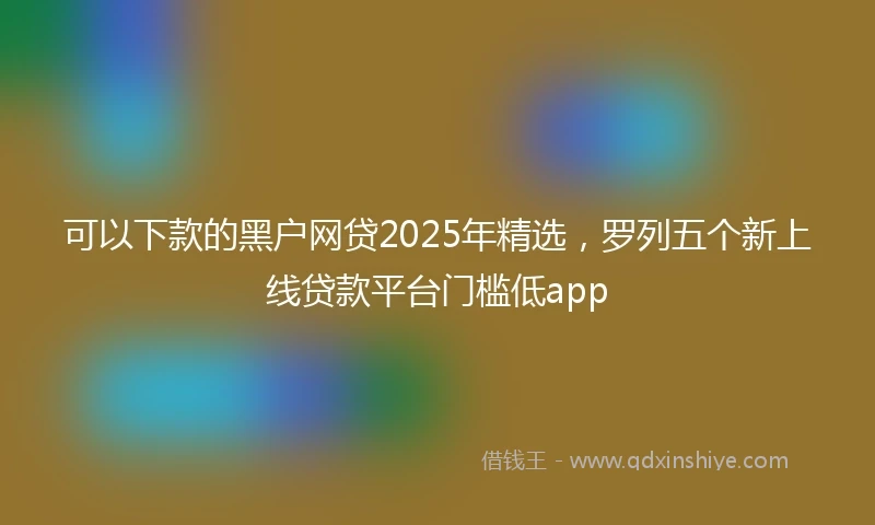 可以下款的黑户网贷2025年精选，罗列五个新上线贷款平台门槛低app