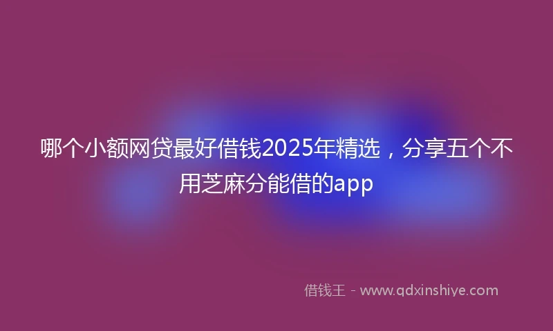 哪个小额网贷最好借钱2025年精选，分享五个不用芝麻分能借的app