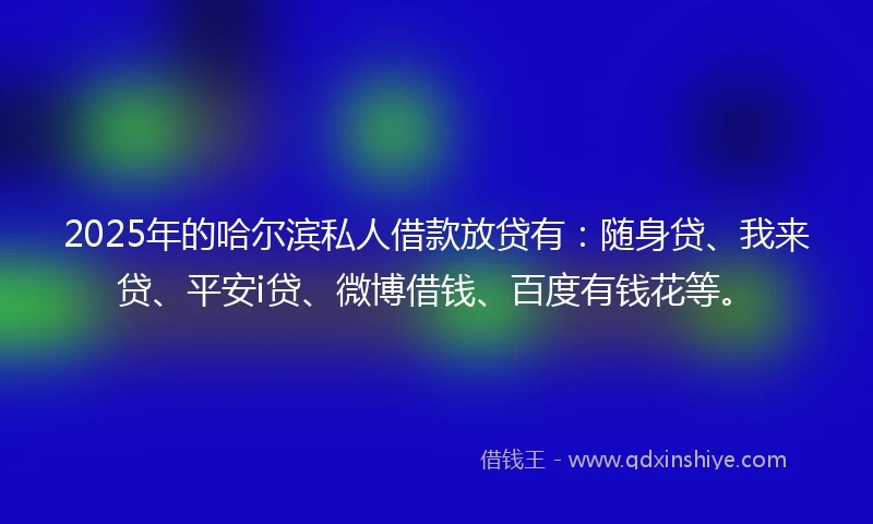 2025年的哈尔滨私人借款放贷有：随身贷、我来贷、平安i贷、微博借钱、百度有钱花等。