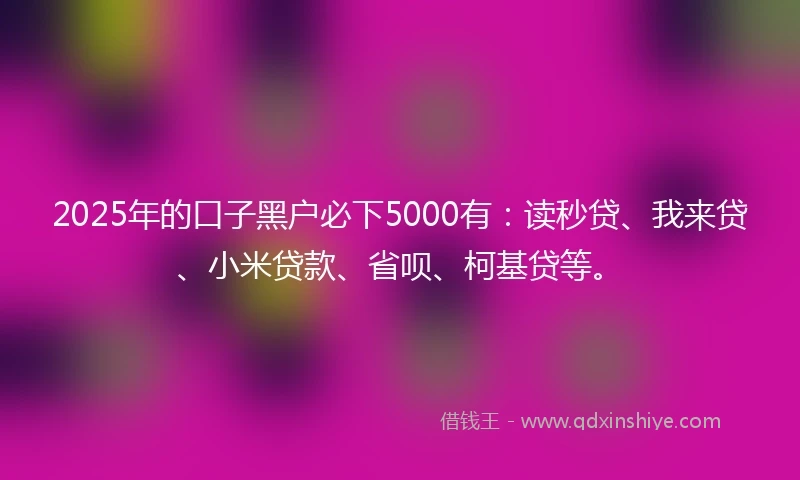2025年的口子黑户必下5000有：读秒贷、我来贷、小米贷款、省呗、柯基贷等。