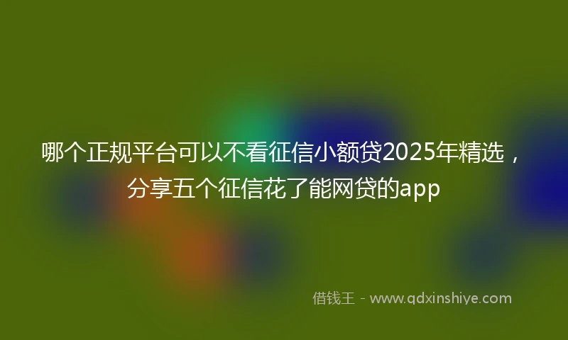 哪个正规平台可以不看征信小额贷2025年精选，分享五个征信花了能网贷的app