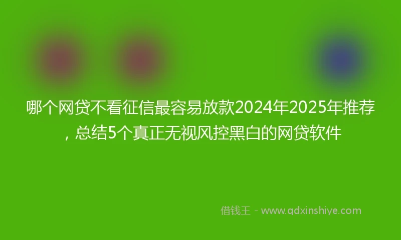 哪个网贷不看征信最容易放款2024年2025年推荐，总结5个真正无视风控黑白的网贷软件