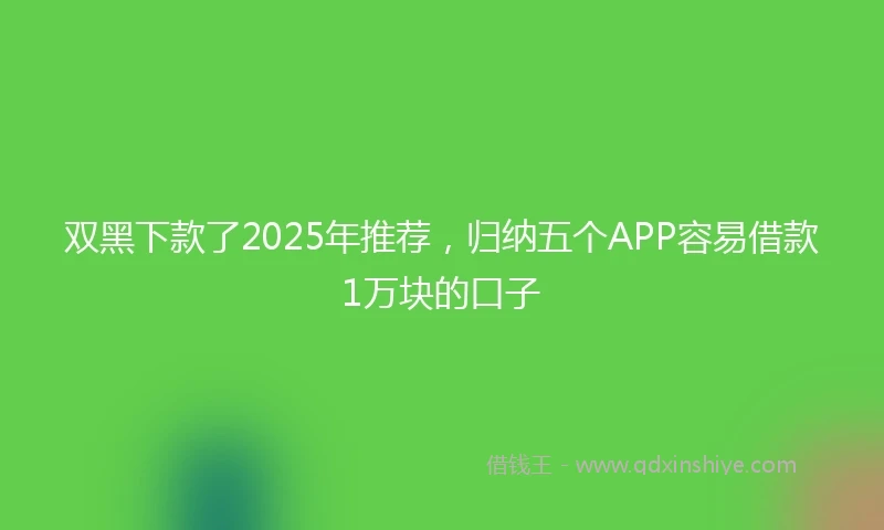 双黑下款了2025年推荐，归纳五个APP容易借款1万块的口子