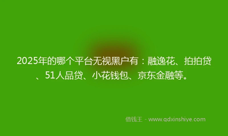 2025年的哪个平台无视黑户有：融逸花、拍拍贷、51人品贷、小花钱包、京东金融等。