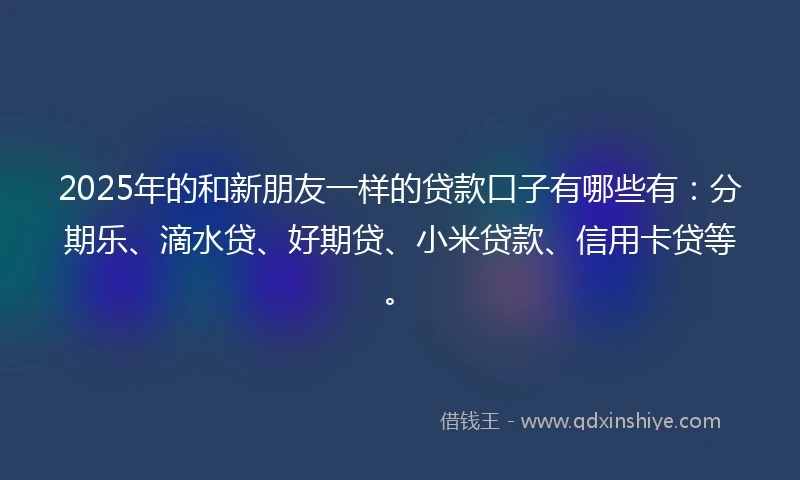 2025年的和新朋友一样的贷款口子有哪些有：分期乐、滴水贷、好期贷、小米贷款、信用卡贷等。