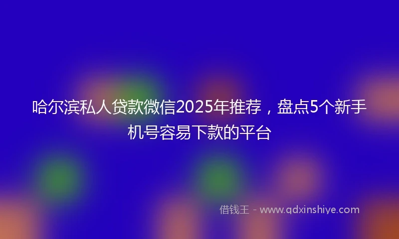 哈尔滨私人贷款微信2025年推荐，盘点5个新手机号容易下款的平台