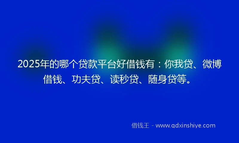 2025年的哪个贷款平台好借钱有：你我贷、微博借钱、功夫贷、读秒贷、随身贷等。