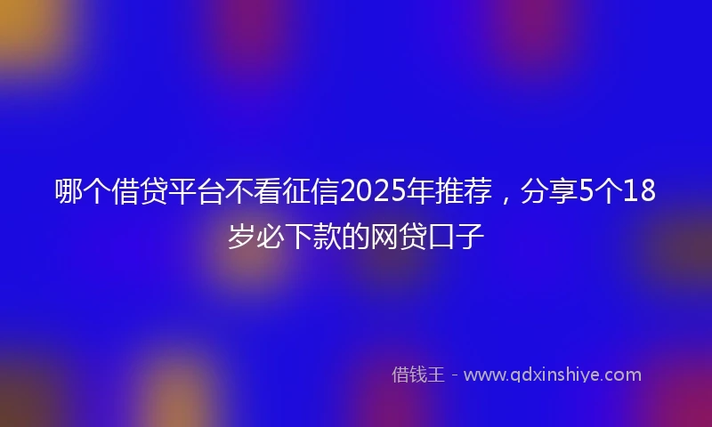 哪个借贷平台不看征信2025年推荐，分享5个18岁必下款的网贷口子