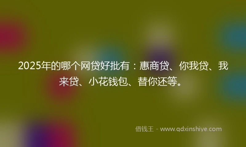 2025年的哪个网贷好批有：惠商贷、你我贷、我来贷、小花钱包、替你还等。