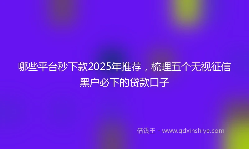 哪些平台秒下款2025年推荐，梳理五个无视征信黑户必下的贷款口子