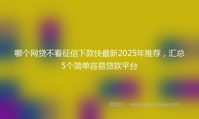 哪个网贷不看征信下款快最新2025年推荐，汇总5个简单容易贷款平台
