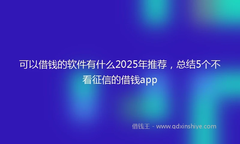 可以借钱的软件有什么2025年推荐，总结5个不看征信的借钱app