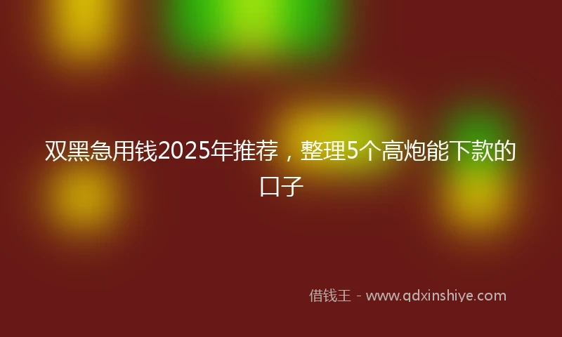 双黑急用钱2025年推荐，整理5个高炮能下款的口子