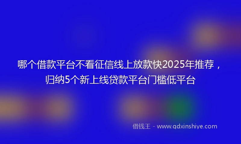 哪个借款平台不看征信线上放款快2025年推荐，归纳5个新上线贷款平台门槛低平台