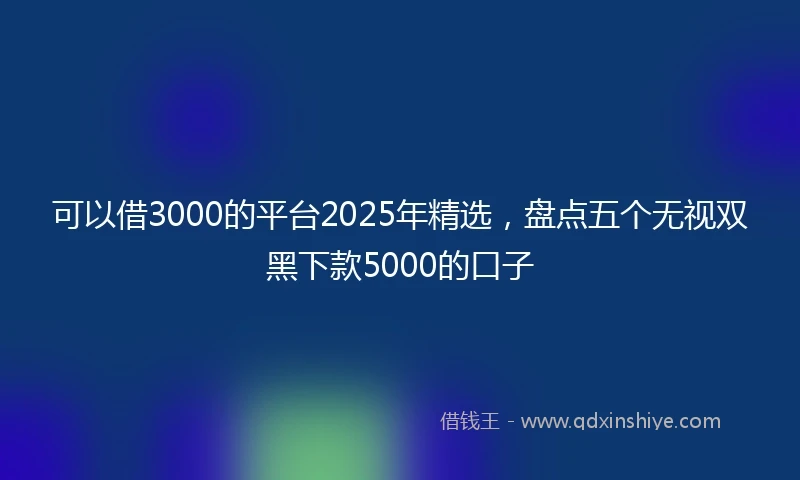 可以借3000的平台2025年精选，盘点五个无视双黑下款5000的口子