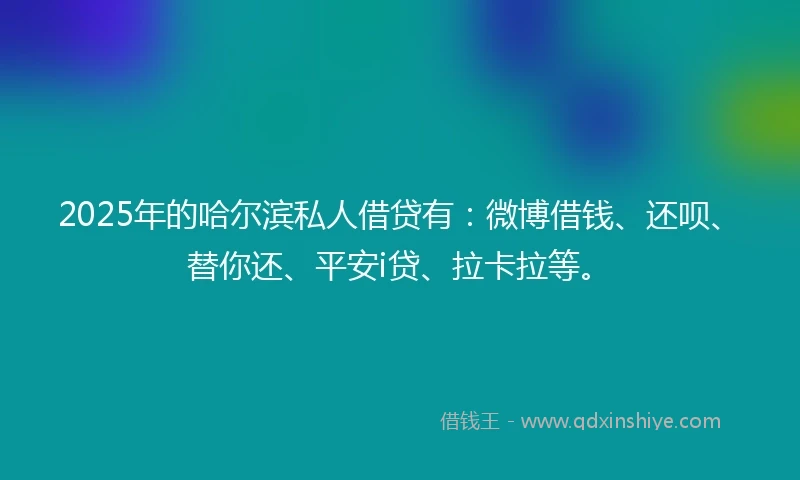 2025年的哈尔滨私人借贷有：微博借钱、还呗、替你还、平安i贷、拉卡拉等。