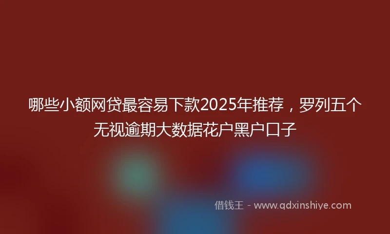 哪些小额网贷最容易下款2025年推荐，罗列五个无视逾期大数据花户黑户口子