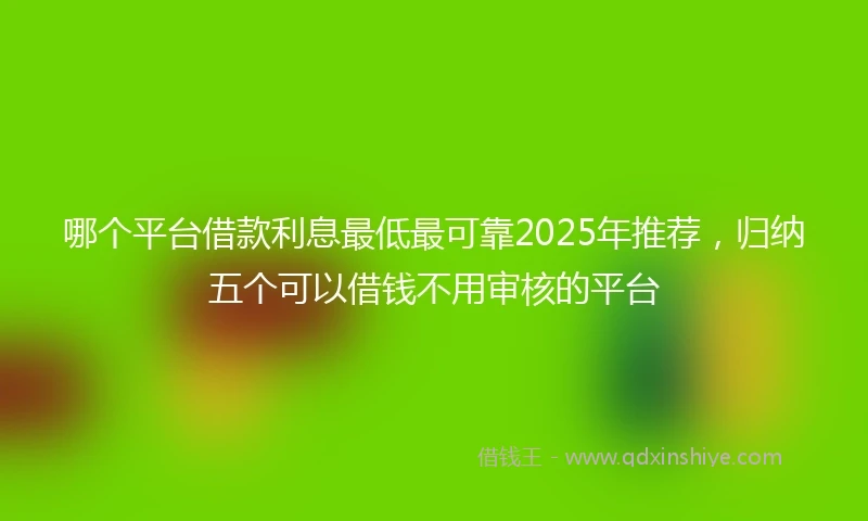哪个平台借款利息最低最可靠2025年推荐，归纳五个可以借钱不用审核的平台