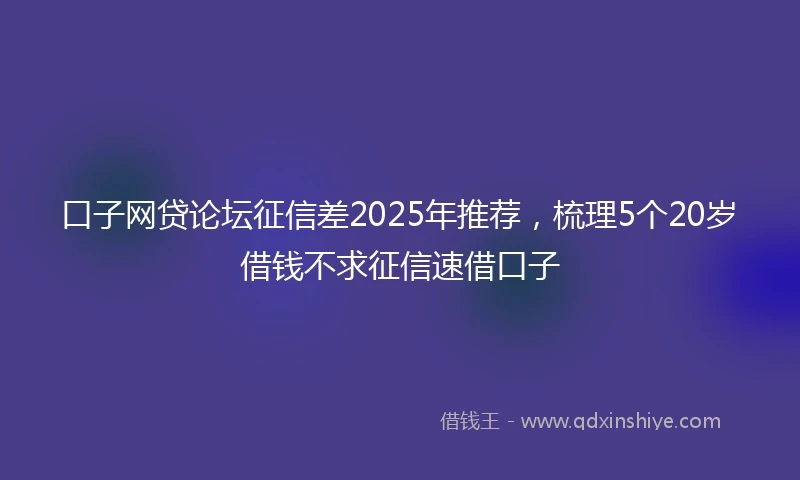 口子网贷论坛征信差2025年推荐，梳理5个20岁借钱不求征信速借口子