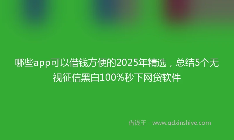 哪些app可以借钱方便的2025年精选，总结5个无视征信黑白100%秒下网贷软件