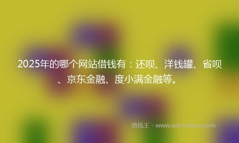 2025年的哪个网站借钱有：还呗、洋钱罐、省呗、京东金融、度小满金融等。