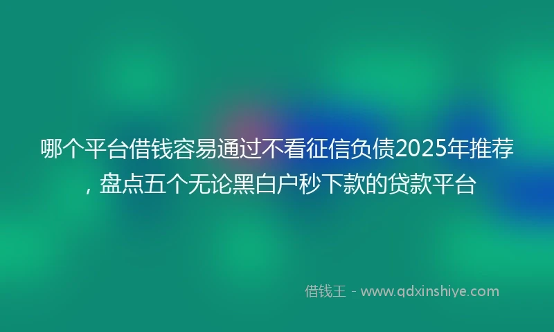 哪个平台借钱容易通过不看征信负债2025年推荐，盘点五个无论黑白户秒下款的贷款平台