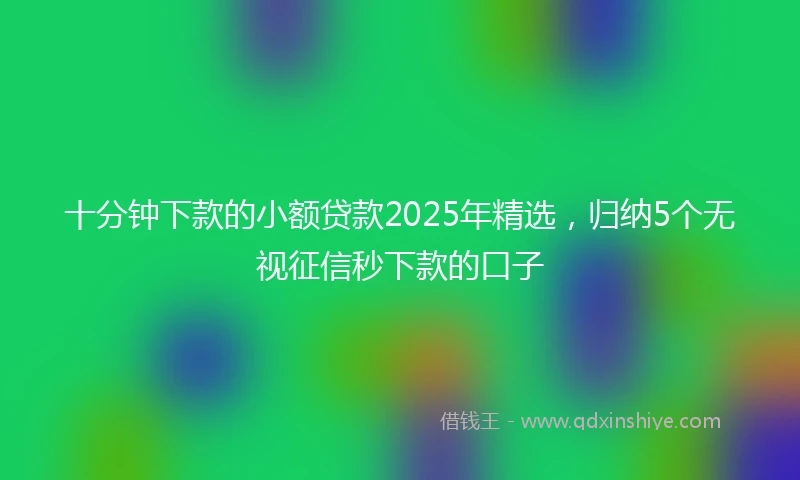 十分钟下款的小额贷款2025年精选，归纳5个无视征信秒下款的口子