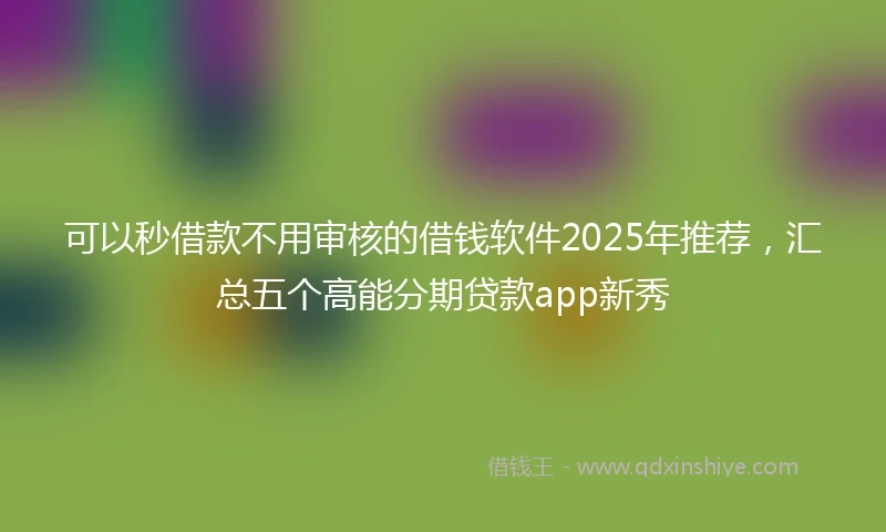 可以秒借款不用审核的借钱软件2025年推荐，汇总五个高能分期贷款app新秀