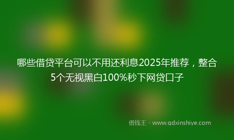 哪些借贷平台可以不用还利息2025年推荐，整合5个无视黑白100%秒下网贷口子