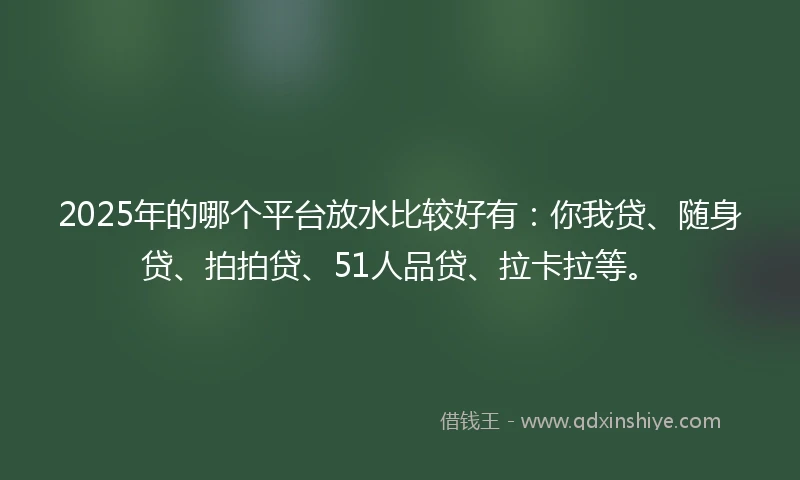 2025年的哪个平台放水比较好有：你我贷、随身贷、拍拍贷、51人品贷、拉卡拉等。