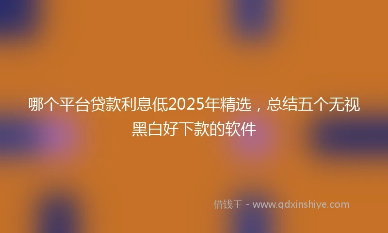 哪个平台贷款利息低2025年精选，总结五个无视黑白好下款的软件