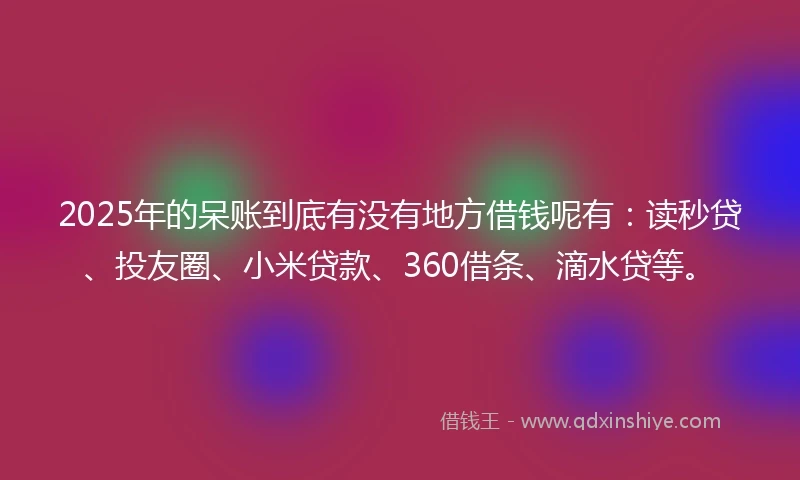 2025年的呆账到底有没有地方借钱呢有：读秒贷、投友圈、小米贷款、360借条、滴水贷等。