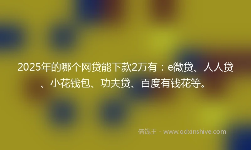 2025年的哪个网贷能下款2万有：e微贷、人人贷、小花钱包、功夫贷、百度有钱花等。