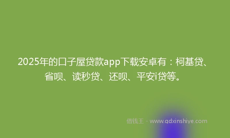2025年的口子屋贷款app下载安卓有:柯基贷、省呗、读秒贷、还呗、平安i贷等。